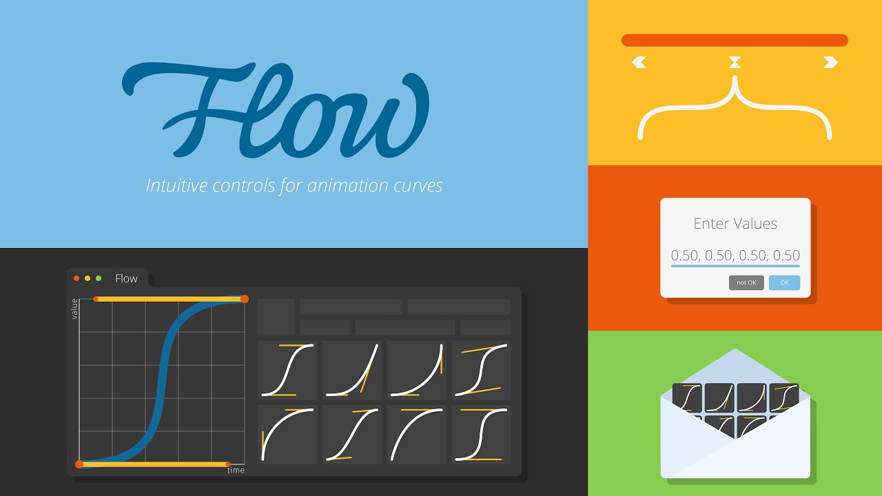 AE脚本：Aescripts Flow v1.4.2 关键帧曲线缓入缓出动画