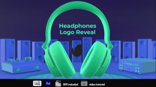 AE模板：Videohive Headphones Logo Reveal 耳机模板