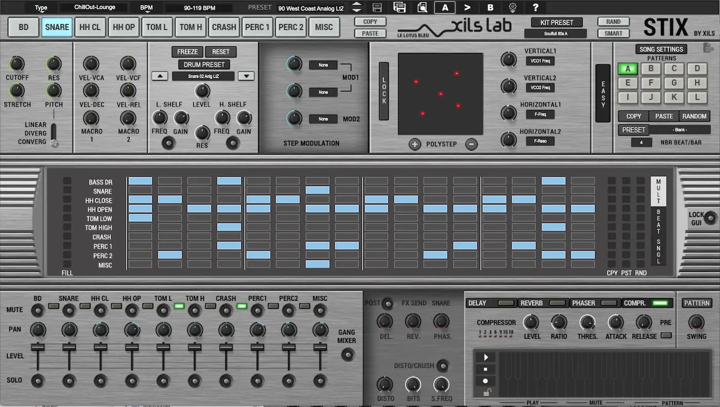 XILS-lab StiX v1.6.2 VST、AAX模拟鼓机插件