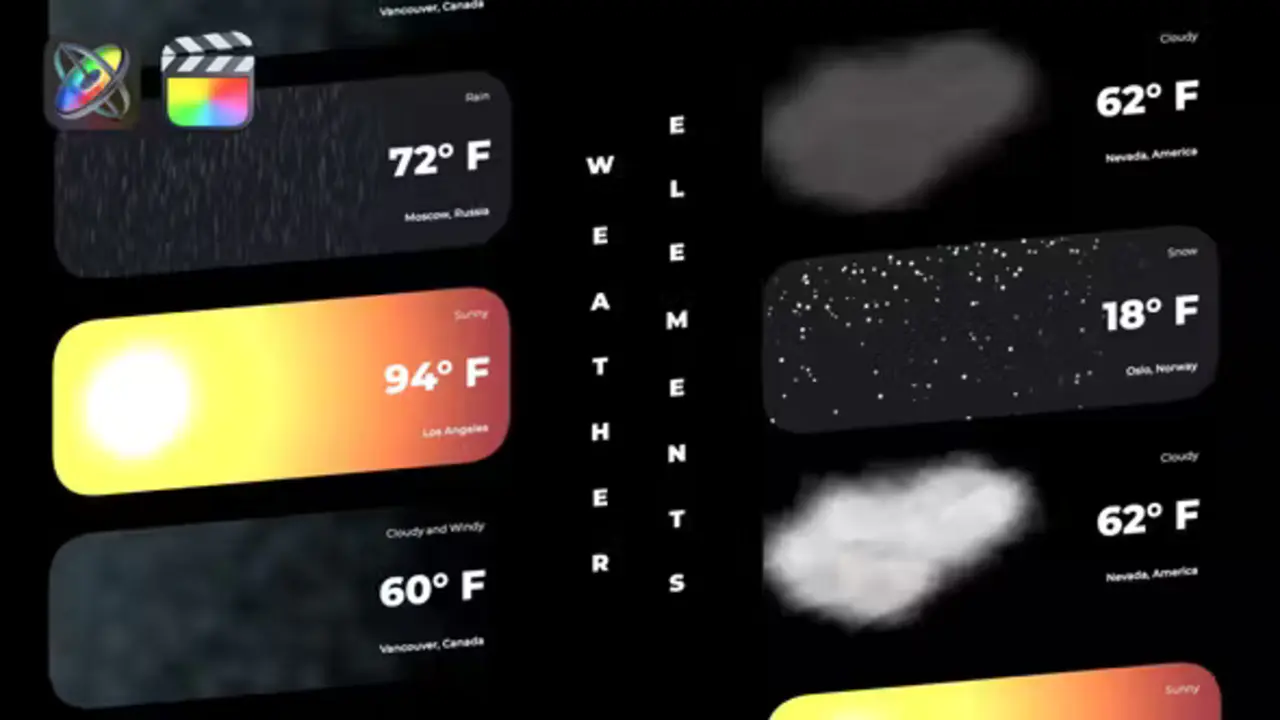 FCPX模板：Videohive – Weather Elements 天气元素模板包