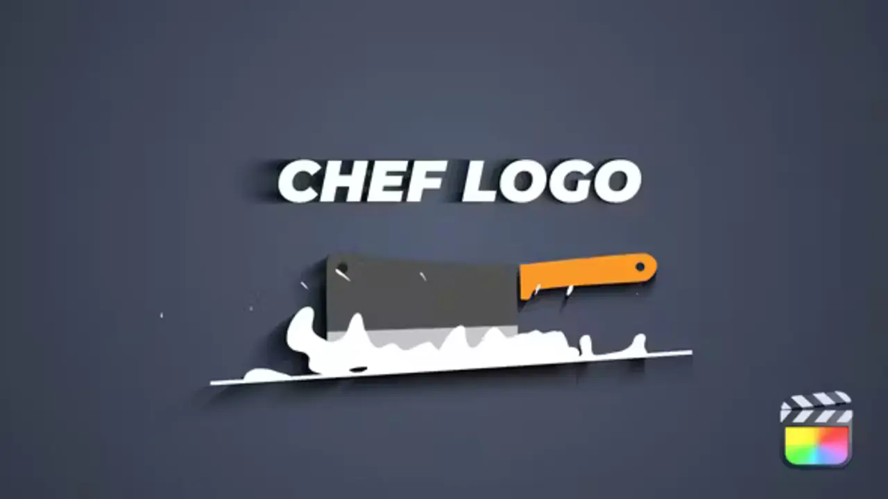 FCPX模板：Chef Knife Logo 3D厨师刀品牌形象模板