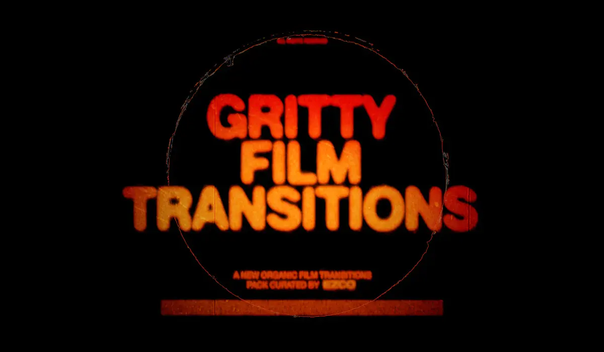 EZCO GRITTY FILM TRANSITIONS 4K 100 多种电影转场过渡闪光纹理效果包