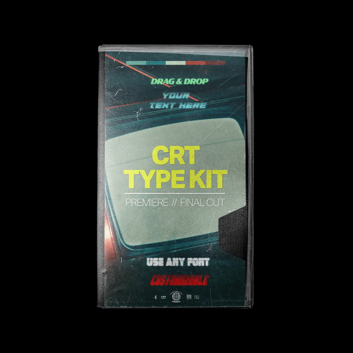 CRT TYPE KIT – Tropic Colour CRT文本标题样式、扫描线、颜色偏移和模拟噪点等效果