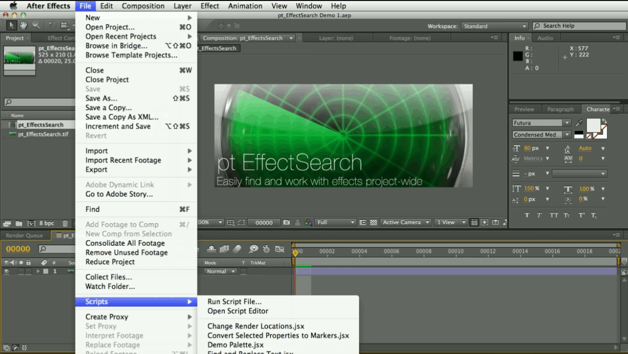 AE插件：Aescripts pt_EffectSearch 3 v3.51 查找缺失效果或使用过效果的位置 Win/Mac