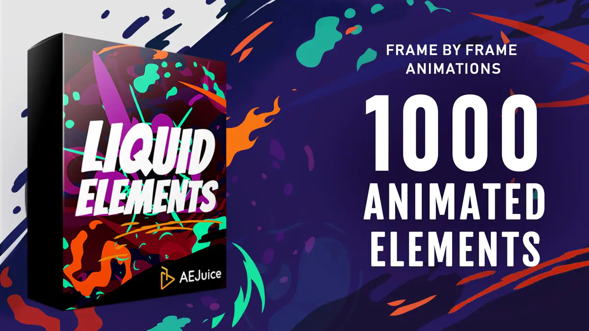 AE/PR：AEJuice – Liquid Elements 1000多个逐帧液体闪光效果元素包