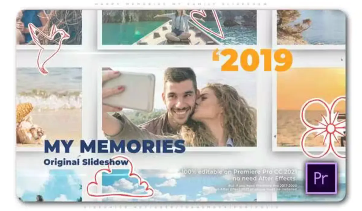 PR/AE模板：Videohive – Happy Memories 家庭照片电影专辑幻灯片标题动画