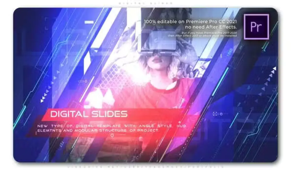 PR/AE模板：Videohive – Digital Slides 数字计算机电影幻灯片耀斑动画