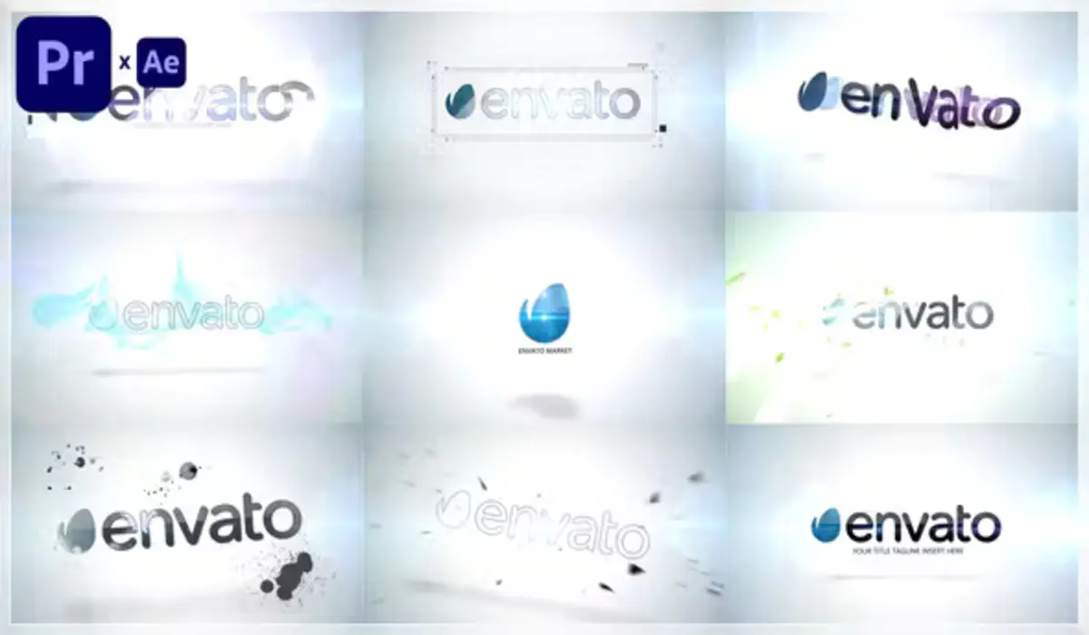 PR/AE模板：Videohive – Logo Pack 故障光面历史标题公司Logo