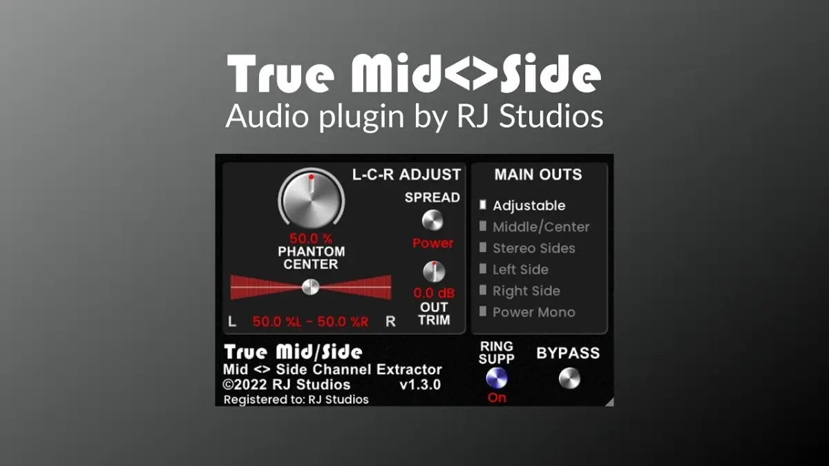 Raising Jake Studios True MidSide v1.4.0 mac 提取立体声混音信号插件