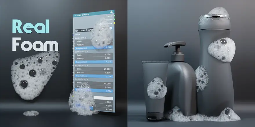Blender Real Foam Shader v1.2 真正泡沫着色器预设