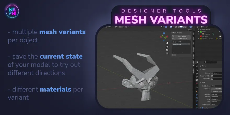 Blender Designer Tools Mesh Variants v1.0.0 模型状态保存插件