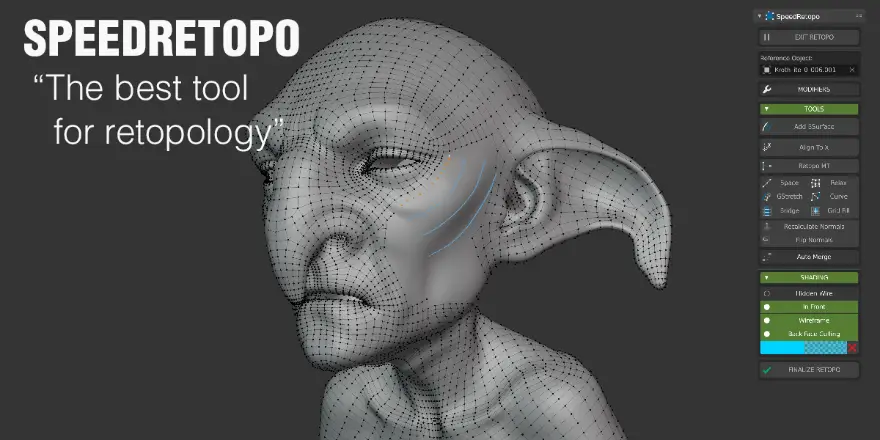 Blender Speed Retopo 3 v.0.1.3 简化和加速3D模型拓扑插件