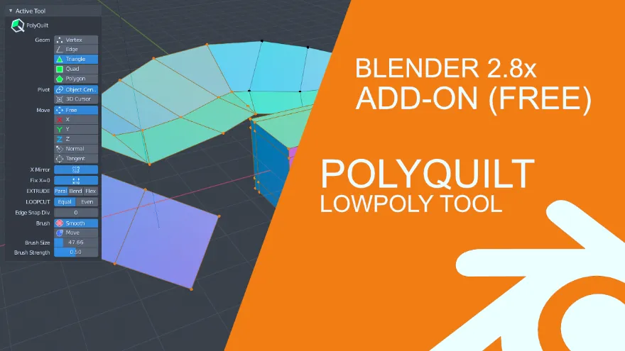 Blender PolyQuilt v1.3.1 低多边形建模插件