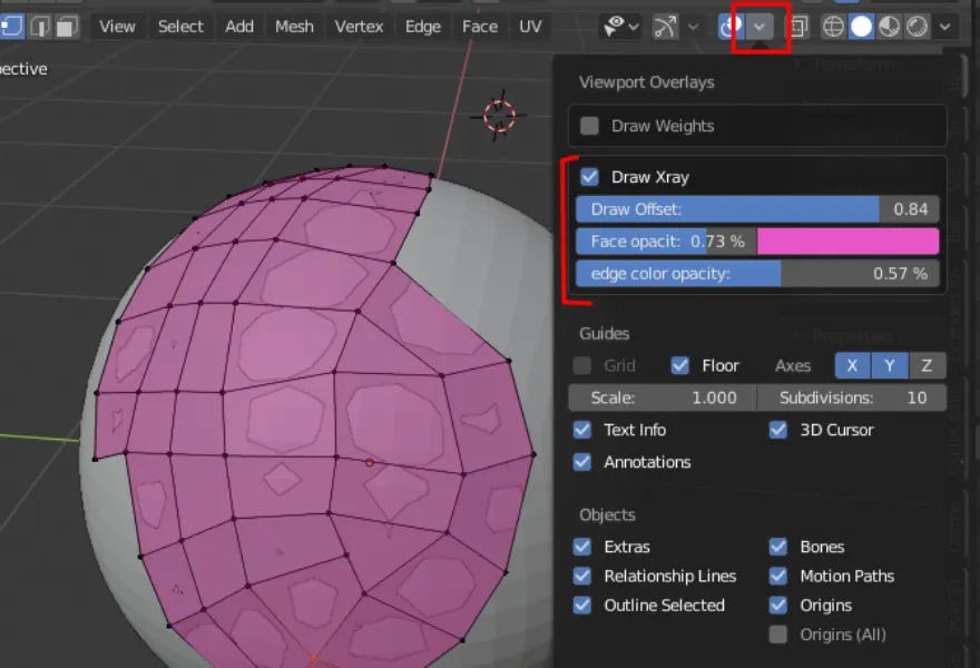 Blender Draw Xray v3.0 顶部面片选择插件