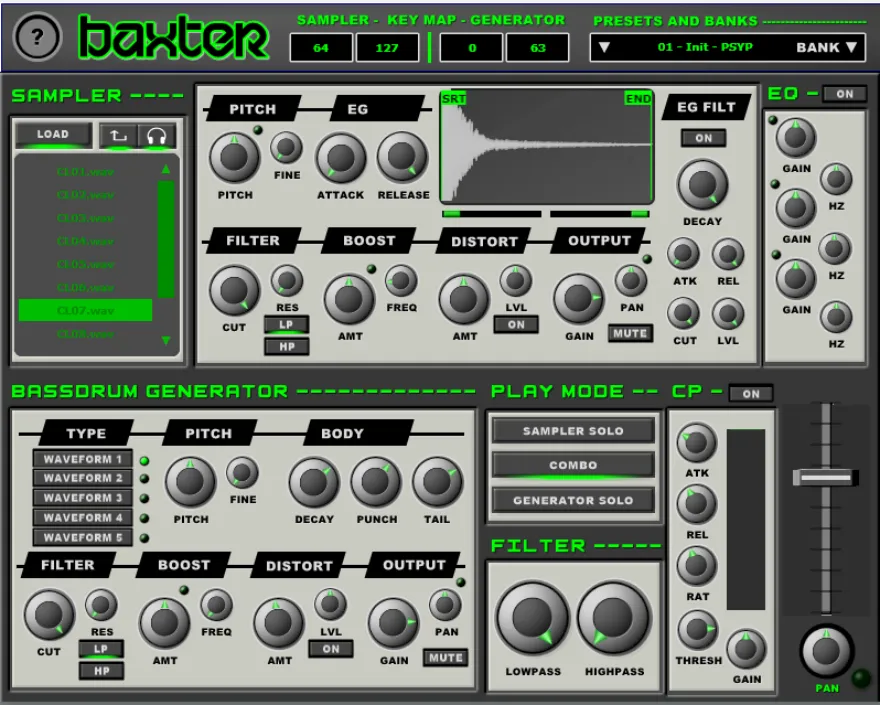 Psytrance Plugins Baxter v1.0 采样器和低音鼓发生器插件