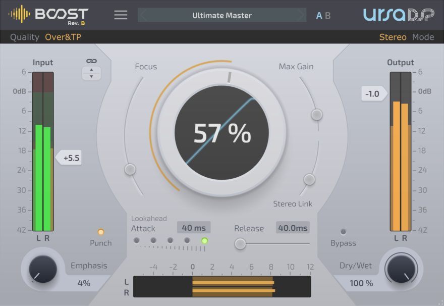 UrsaDSP Boost v1.5.11 极低失真控制音轨动态插件