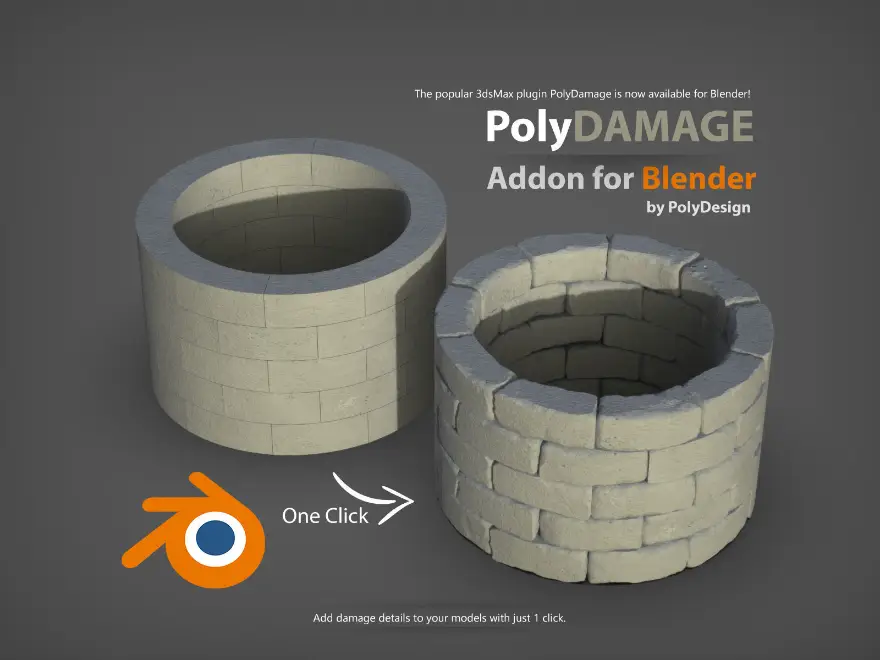 Blender PolyDamage for Blender 3D model 破损添加细节纹理雕刻插件