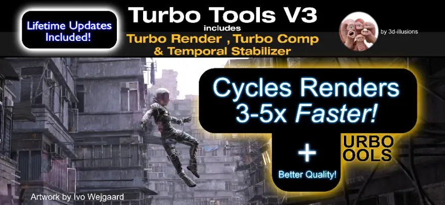 Blender Turbo Tools v4.1.1 + v3.1.0 快速渲染插件