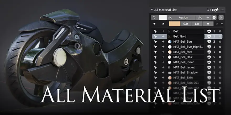 Blender All Material List v2.7.58 材质场景灯光素材列表插件