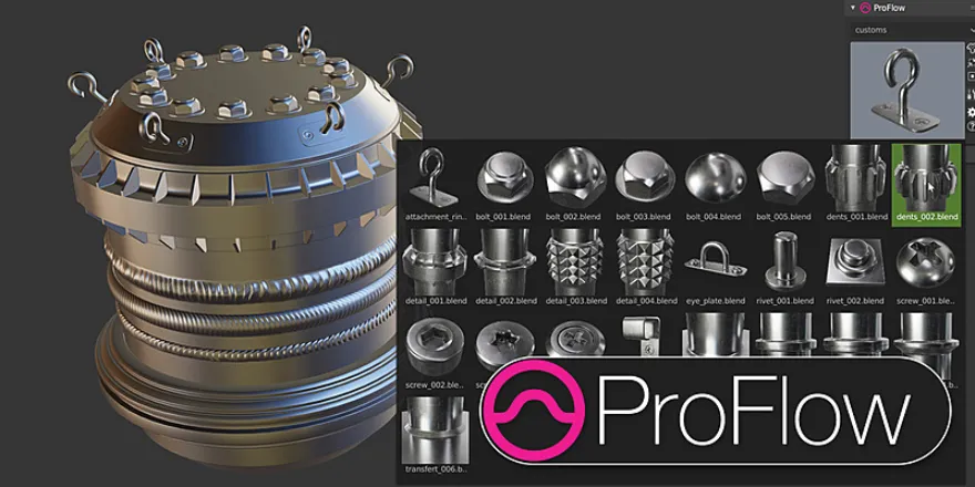 Blender ProFlow v0.0.7 模型焊接螺丝模具插件