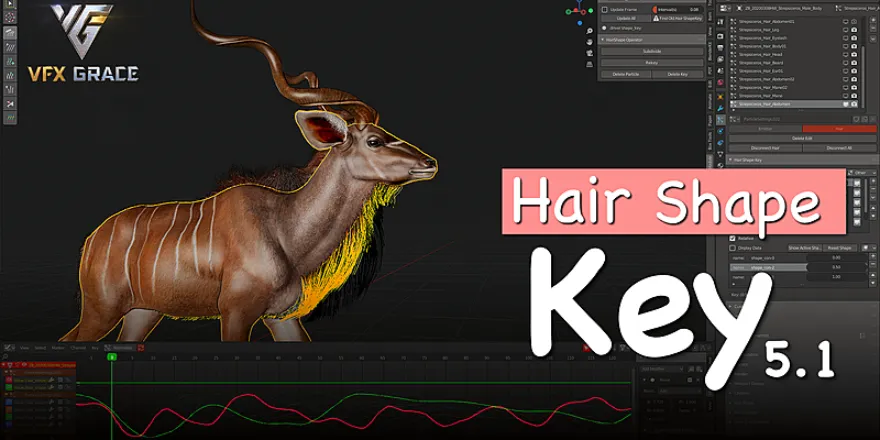 Blender Hair Shape Key v5.2 毛发生成插件