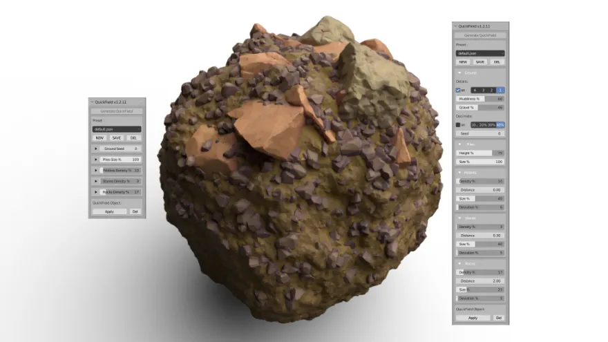 Blender QuickField v1.2 土壤表面效果插件