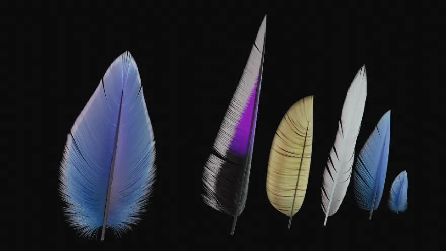 Blender GeoFeathers v1.1 生成逼真羽毛效果插件