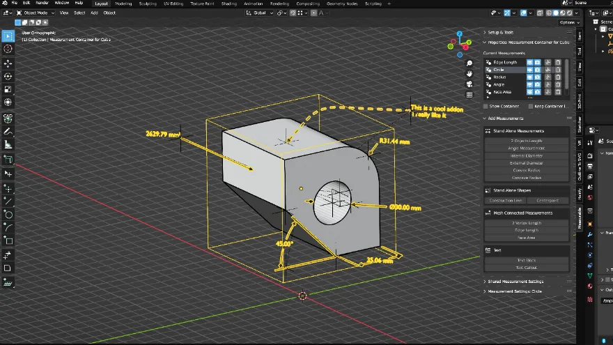 Blender Measurable v1.2 模型参数测量标注插件