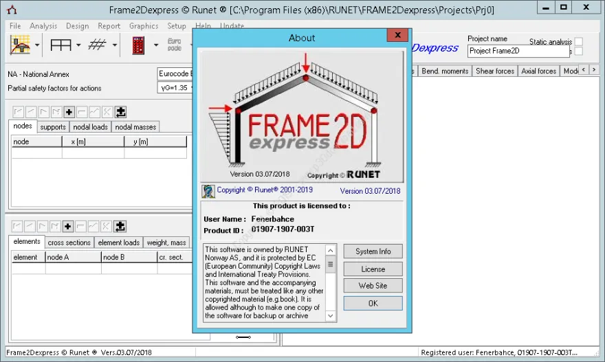 RUNET FRAME2Dexpress v16.08.2023 二维框架结构静态和动态分析软件