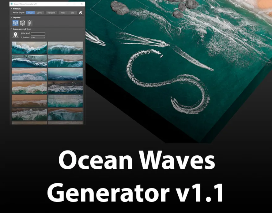 Ocean Waves Generator v1.1 for 3DS Max 自动创建2D海洋波遮罩脚本