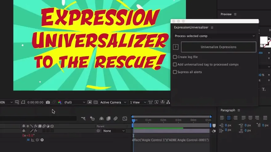 Aescripts ExpressionUniversalizer v4.2.4 Win/Mac AE中文表达式错误修复脚本