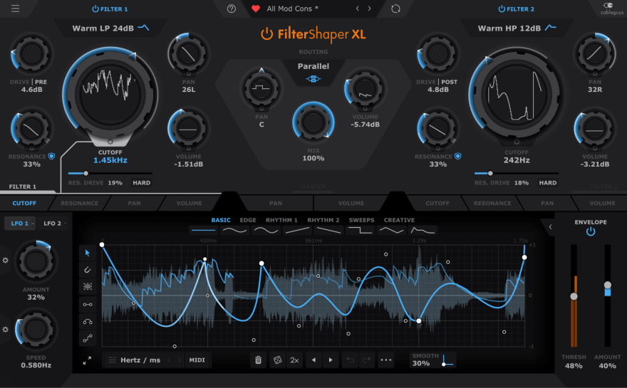 Cableguys FilterShaper XL v1.0.1 滤波动态效果插件