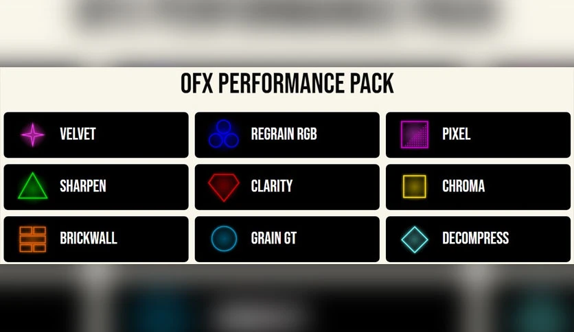 达芬奇插件：Filmworkz DVO OFX Performance Pack v1.5 9个性能包