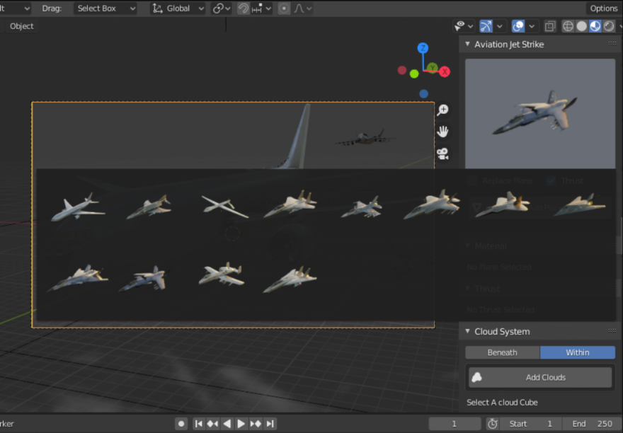 Blender Aviation Jet Strike Addon 喷漆式战斗机模型动画插件