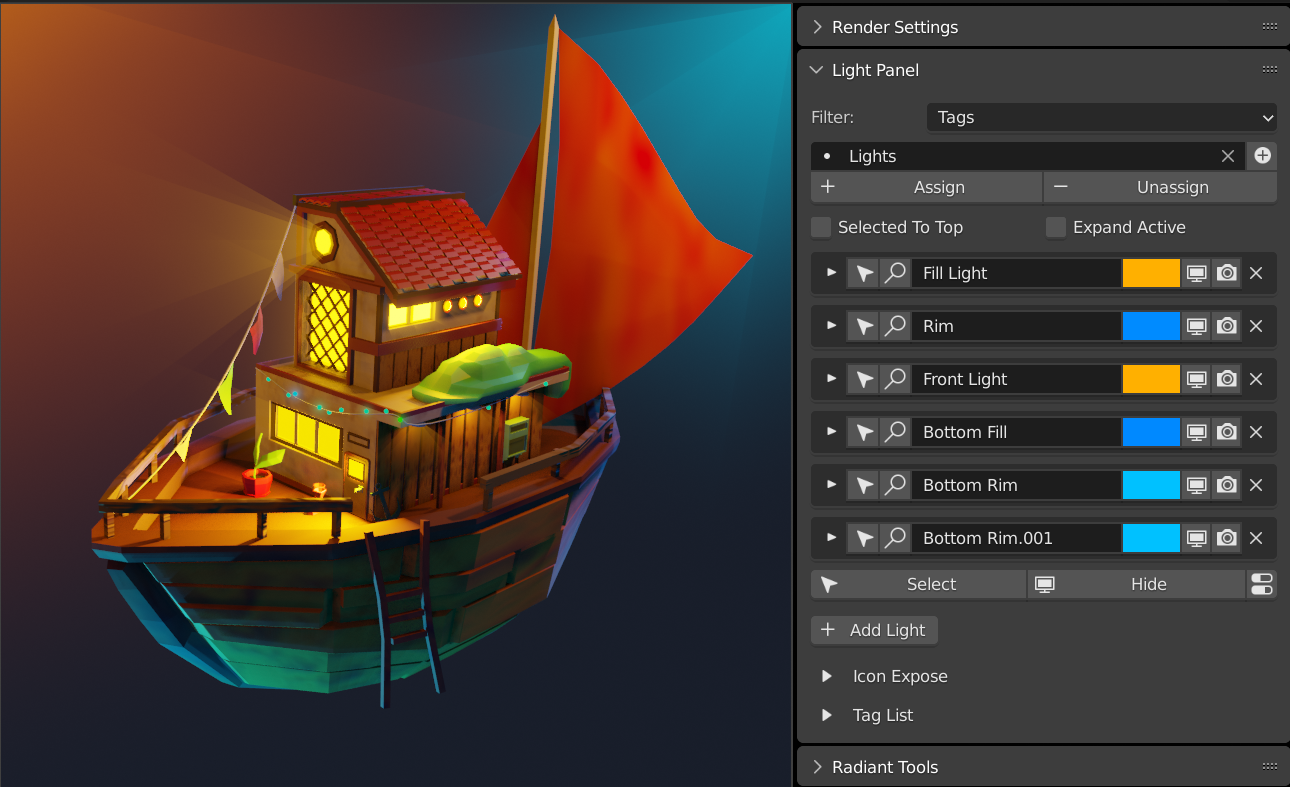 Blender Radiant v1.0.1 场景灯光照明管理插件