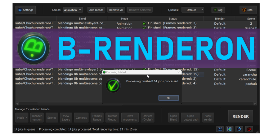 Blender B-Renderon v3.1 队列批量渲染管理插件