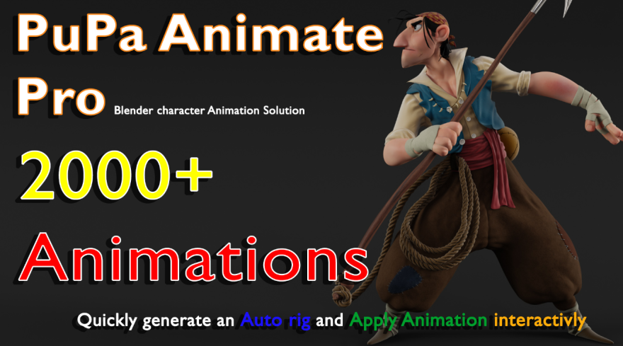 Blender Pupa Animate Pro v1.4.2 模型绑定动画预设库插件