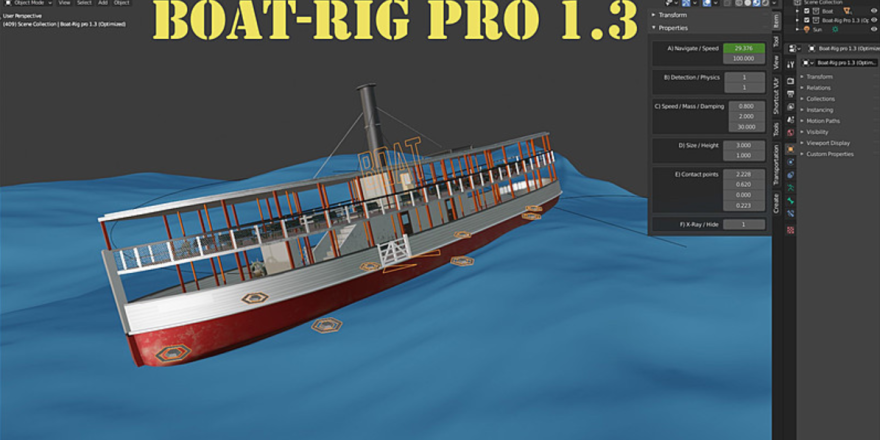 Blender Boat-Rig Pro v1.3b 船只绑定插件