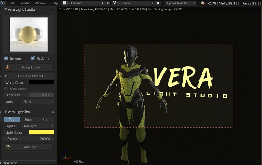 Blender Vera Light Studio v1.0 灯光预设生成器插件