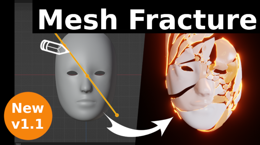 Blender Procedural Mesh Fracture v1.0 模型破碎插件