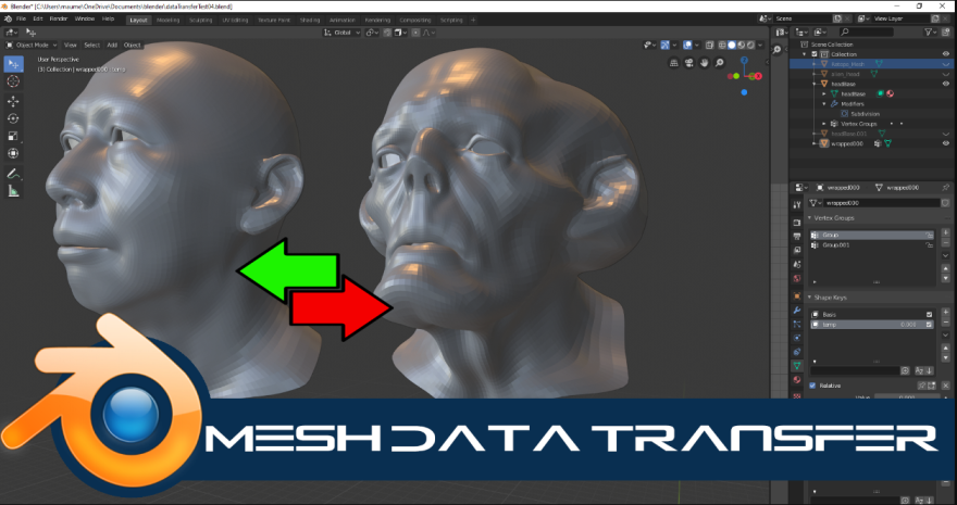 Blender MeshDataTransfer 模型数据传递插件